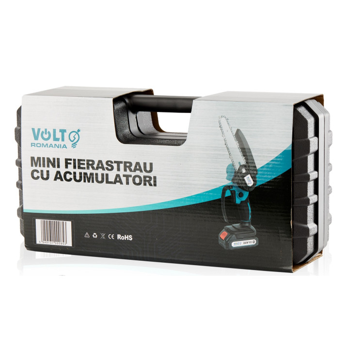 Mini drujba cu 2 acumulatori Li-Ion 21V, Manusi si Ochelari de rezerva, Lant de rezerva