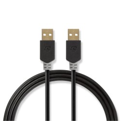 cablu usb 2.0 a tata - usb 2.0 a tata, 2m, antracit, nedis
