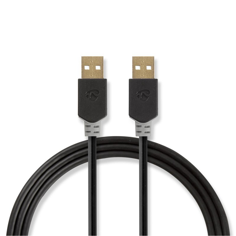 cablu usb 2.0 a tata - usb 2.0 a tata, 2m, antracit, nedis cablu usb 2.0 a tata - usb 2.0 a tata, 2m, antracit, nedis