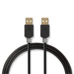 cablu usb 2.0 a tata - usb 2.0 a tata, 2m, antracit, nedis cablu usb 2.0 a tata - usb 2.0 a tata, 2m, antracit, nedis
