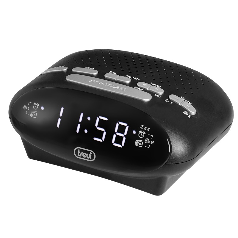 radio cu ceas si alarma, rc 821d, negru, trevi