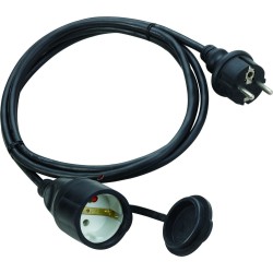 cablu prelungitor 30m 3x1.5mm, priza cu capac, negru, ip44, technik