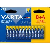 baterie alcalina r3 (aaa) 8+4 buc/blister, longlife power varta