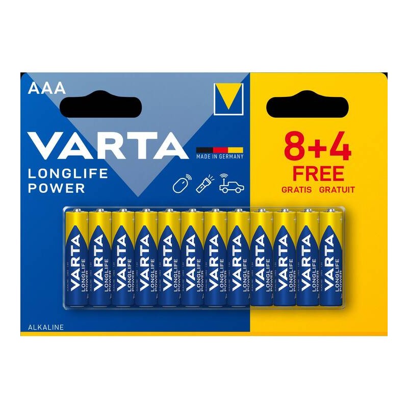 baterie alcalina r3 (aaa) 8+4 buc/blister, longlife power varta baterie alcalina r3 (aaa) 8+4 buc/blister, longlife power varta