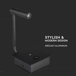 lampa led perete 3w 3000k - negru