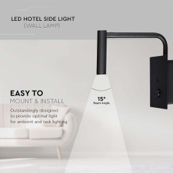 lampa led perete 3w 3000k - negru