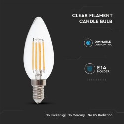 bec e14 cu filament led dimabil 4w 3000k