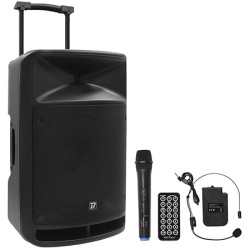 boxa portabila 15''/38cm + tweeter 350w bt/usb/fm/sd + 2mic vhf