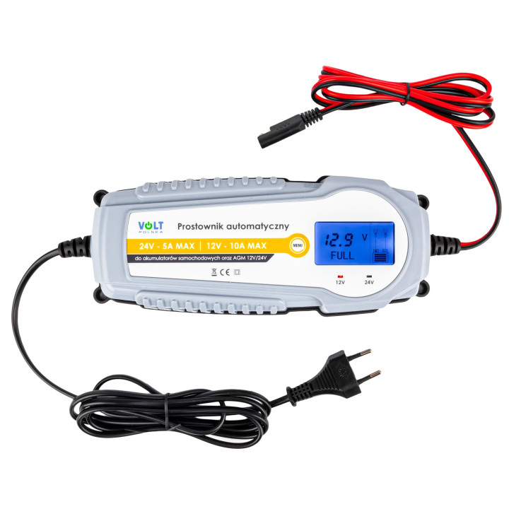 Incarcatoare redresoare baterii auto agm si gel, Redresor încărcător automat 12-24V LCD 10A VOLT POLSKA -4, dioda.ro