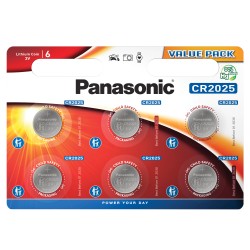 baterie litiu 3v cr2025 125mah, dimensiuni 20 x 2.5 mm panasonic blister 6