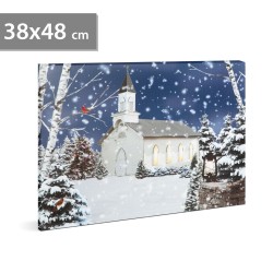 peisaj de iarna - led - cu agatatoare, 2 baterii aa - 38 x 48 cm (58473)