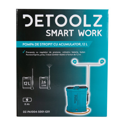 pompa de stropit cu acumulator, detoolz 12l
