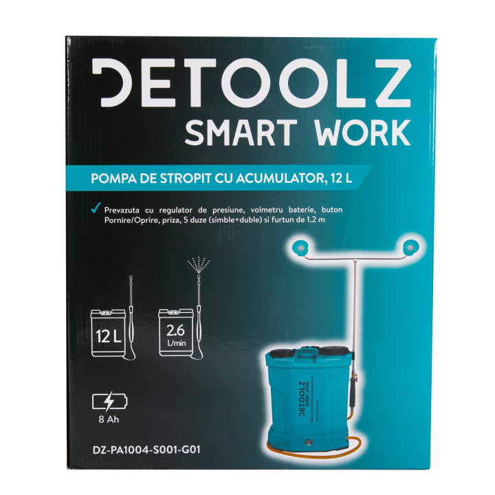 pompa de stropit cu acumulator, detoolz 12l