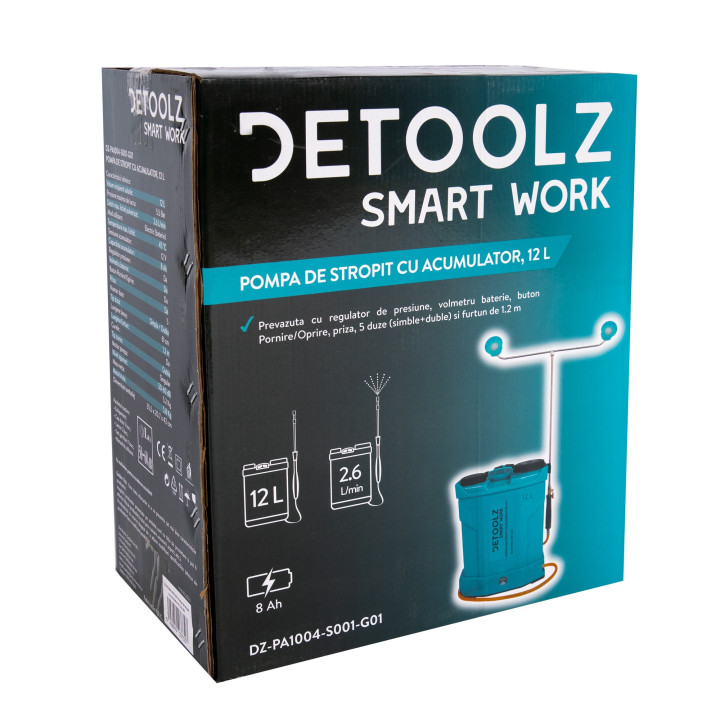 pompa de stropit cu acumulator, detoolz 12l