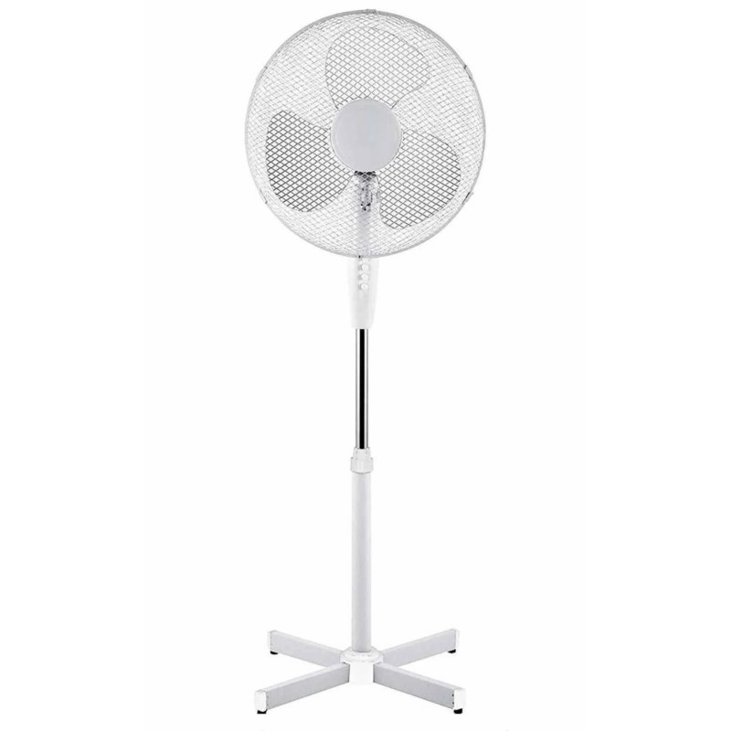 Ventilator de podea reglabil, 42W, 3 trepte de viteză, elice 40 cm, oscilație 85°, protecție termică, înălțime ajustabilă, alb