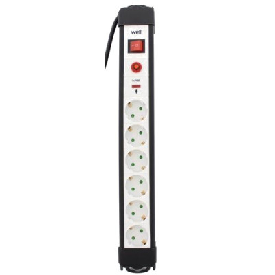 Prelungitoare, Prelungitor electric 6 prize Schuko 5m,cu intrerupator si contact de protectie la suprasarcina si  -2, dioda.ro