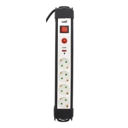 Prelungitoare, Prelungitor electric 4 prize Schuko 5 m cu intrerupator si contact de protectie la suprasarcina si -2, dioda.ro