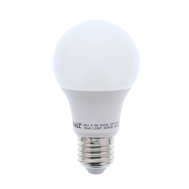 bec led cu senzor lumina a60  8.8w  806lm  lumina naturala well