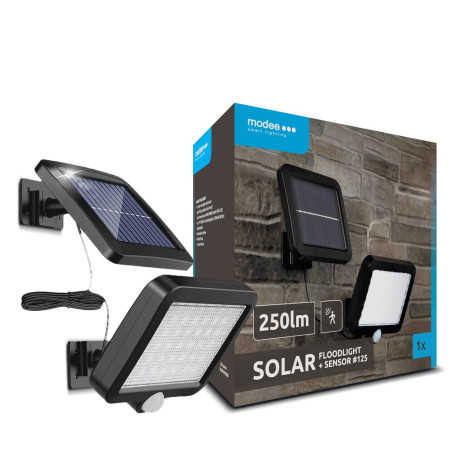 proiector solar cu senzor de miscare  panou solar  250lm  lumina rece  modee