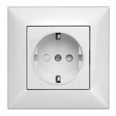 priza simpla schrack visio s 50 ev106103a- protectie copii  complet incastrat alb cu surub