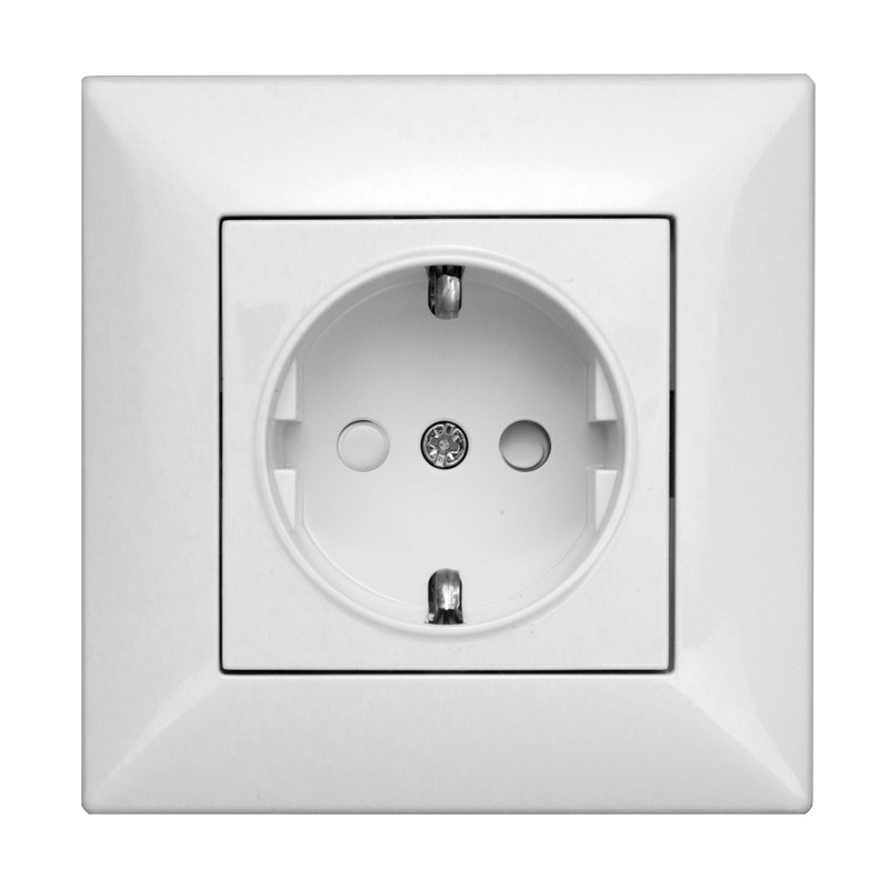 priza simpla schrack visio s 50 ev106103a- protectie copii  complet incastrat alb cu surub