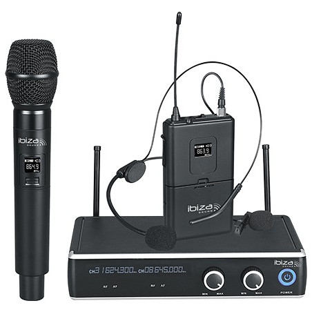 set 2 microfoane mana si casca wireless uhf 863.9 / 864.9mhz