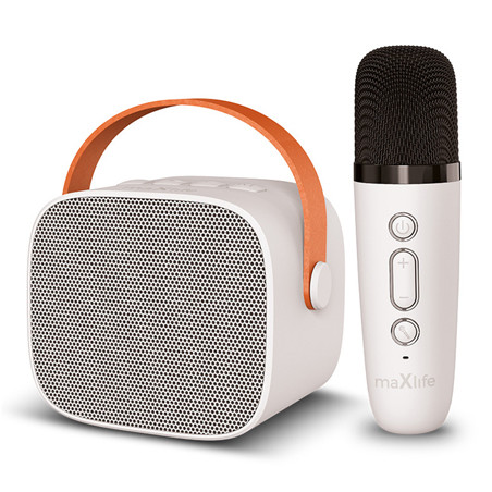 mini boxa karaoke cu microfon wireless - alb