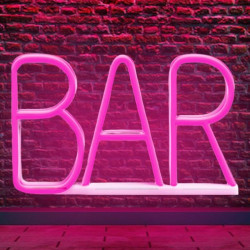 reclama luminoasa neon led lumina roz model bar