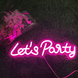 reclama luminoasa neon led lumina roz model let's party