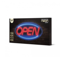 reclama luminoasa neon led lumina albastra model open