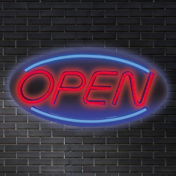 reclama luminoasa neon led lumina albastra model open