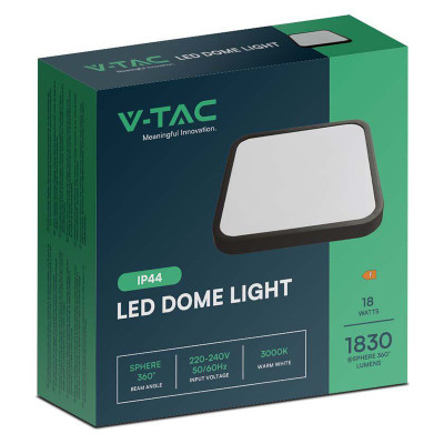 plafoniera led 18w ip44 4000k alb neutru - negru