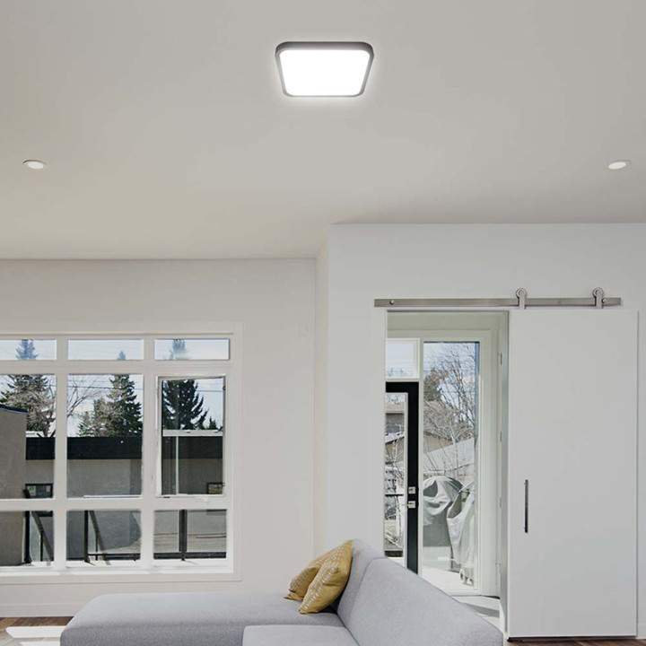 plafoniera led 18w ip44 4000k alb neutru - negru