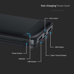 power bank 10000mah fast charge - negru