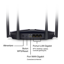 router 4 porturi gigabit wi-fi 6 ac1800 mercusys