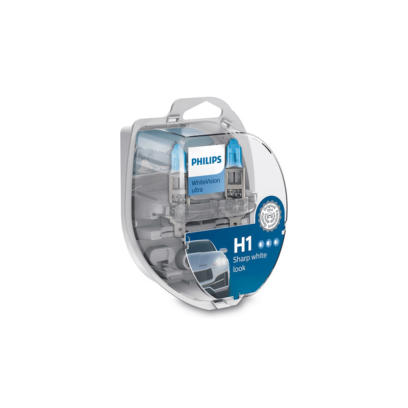 set 2 becuri auto h1 whitevision ultra philips