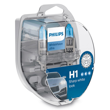 set 2 becuri auto h1 whitevision ultra philips