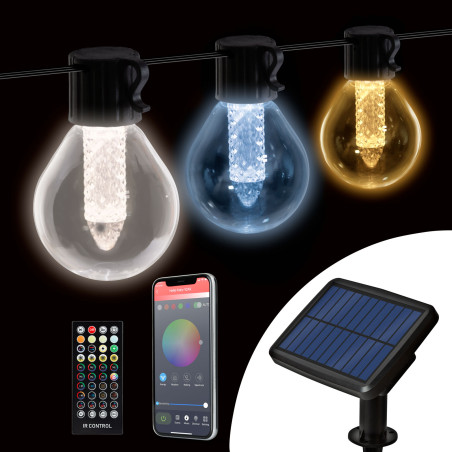 sir de lumini solare inteligente - 15 led-uri albe - temperatura de culoare reglabila - 7,5 m - bluetooth