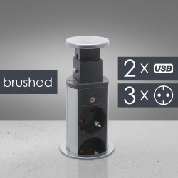 distribuitor 3 prize camuflat in mobilier, usb- metalizat-satinat