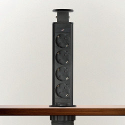 distribuitor electric ascuns - 4 prize - negru lucios - delight