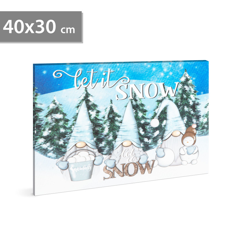 tablou led -  "let it snow" - 2 baterii aa - 40 x 30 cm (58479)