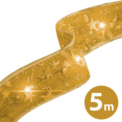 panglica led de craciun - aurie - 5 m x 5 cm - 2 x aa