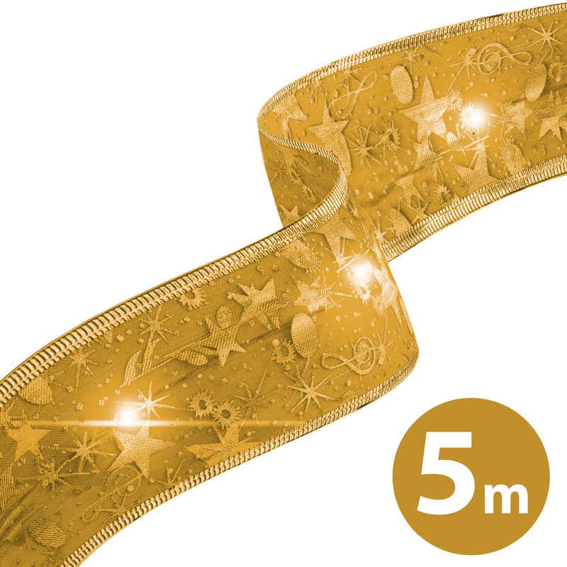 panglica led de craciun - aurie - 5 m x 5 cm - 2 x aa