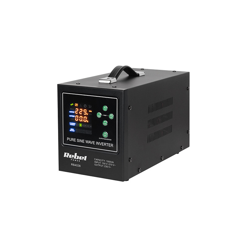 UPS centrale termice, 700 W, 12V DC, unda sinusoidala pura, 138 x 276 x 155 mm, REBEL, RB-4028 compatibil Lifepo4 ups centrale termice sinus pur 1000va 700w 12v rebel