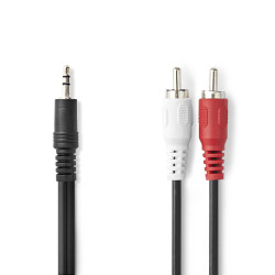 cablu audio stereo nedis 3.5mm tata - 2x rca tata  15m  negru