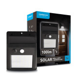 proiector solar de perete cu senzor de miscare  100lm  lumina rece  modee