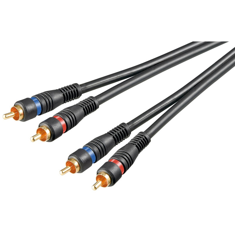 cablu audio stereo 2x rca tata - 2x rca tata 3m  dublu ecranat  goobay