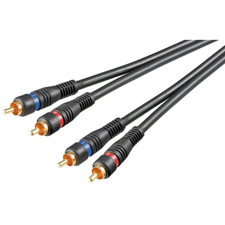 cablu audio stereo 2x rca tata - 2x rca tata 3m  dublu ecranat  goobay