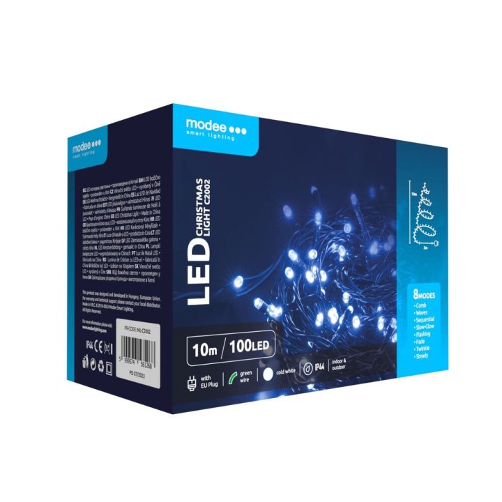 ghirlanda luminoasa decorativa modee c2002  100 led-uri  3.6w  10m  alb rece