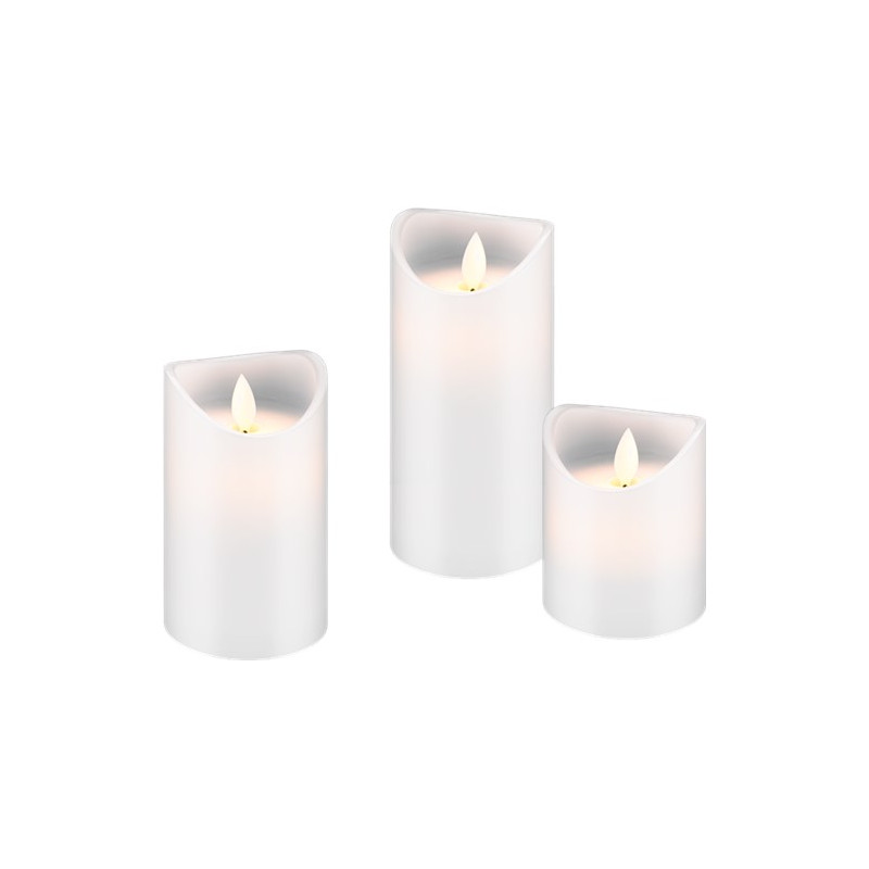 lumanari led cu ceara reala  alb  3x aaa  set 3 bucati  goobay